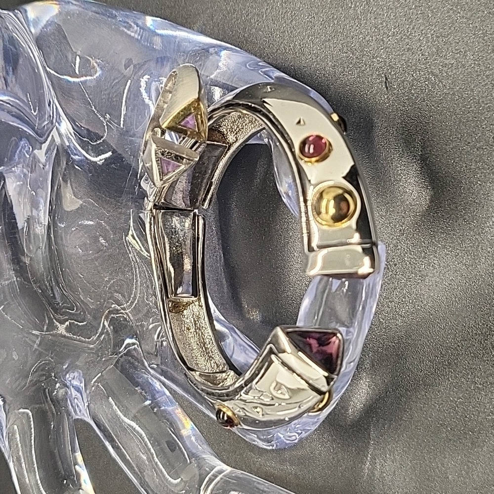 Amethyst hinged bracelet w/ complimentary ring